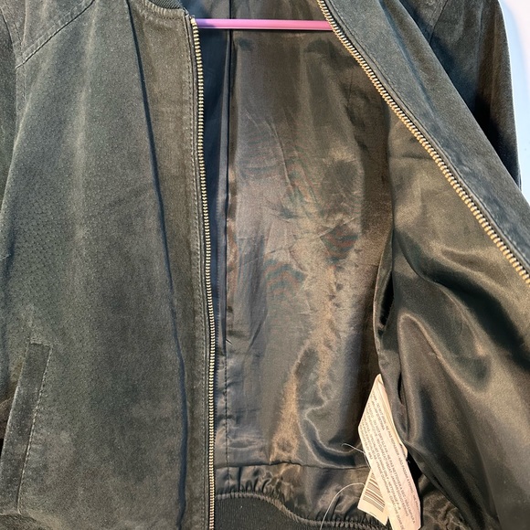 Biker leather suede jacket green - Picture 6 of 9